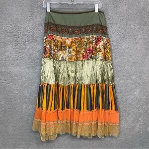 Alberto Makali Tiered Patchwork Floral Whimsical Skirt